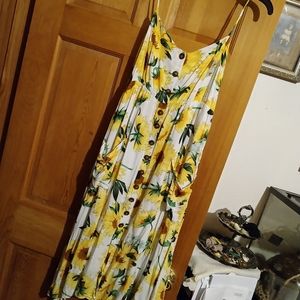 Sunflower spaghetti strap sundress